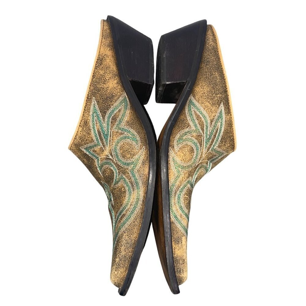 Matisse Western embroidered Mule Slides Distressed Square Toe Block Heel 6.5 - Picture 8 of 12
